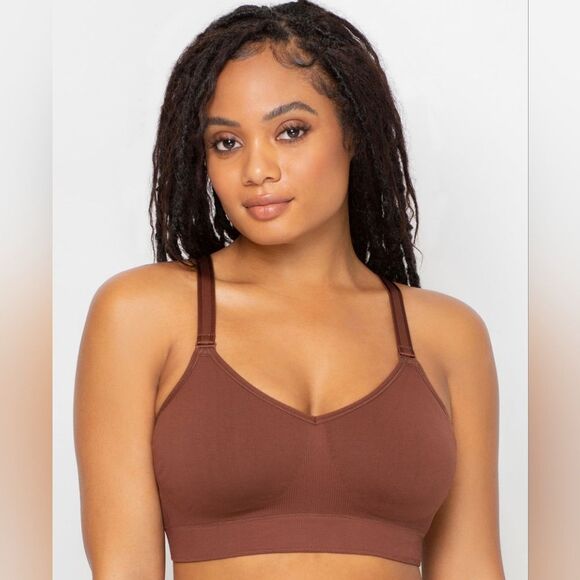 Smooth Seamless Comfort Chocolate Brown Neutral Lounge Wireless Bra NWT - Picture 1 of 7